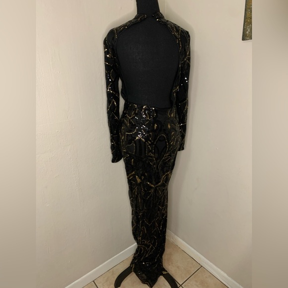 Formal Black/Gold Dress Large - Picture 2 of 2